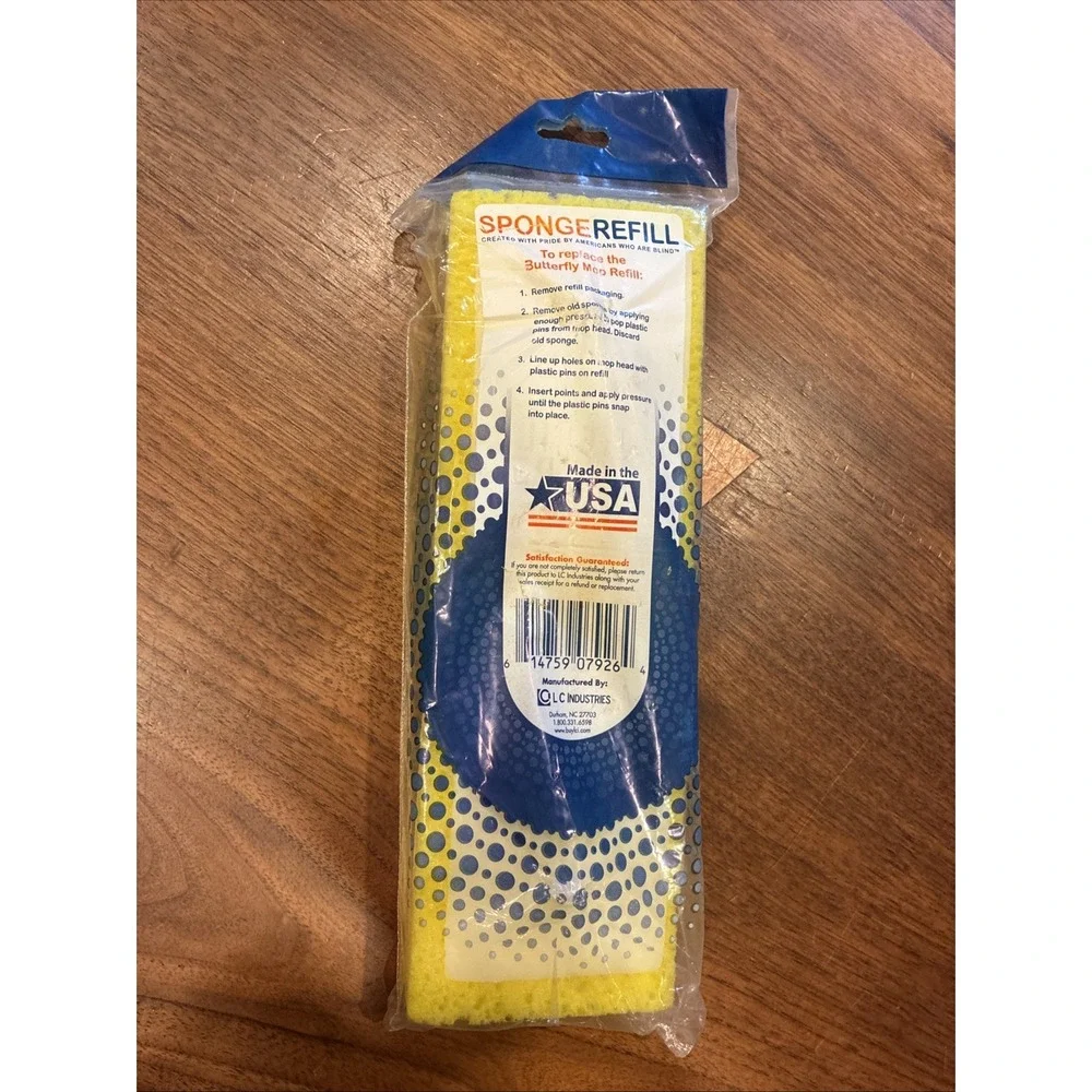 Sponge Mop REFILL TYPE I Yellow Cellulose Squeeze Head Butterfly Pad 9.5